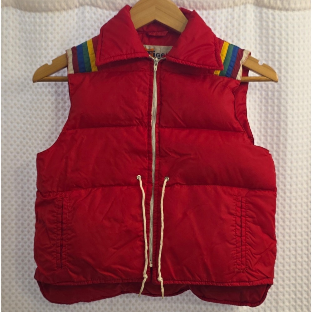 Vintage Tiger Tilly Red Rainbow Down Insulated Puffer Vest Size 10/12 Kids
